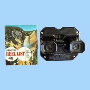 Vintage Sawyers View Master Photo Reel Viewer Black Bakelite Model C w Reel List